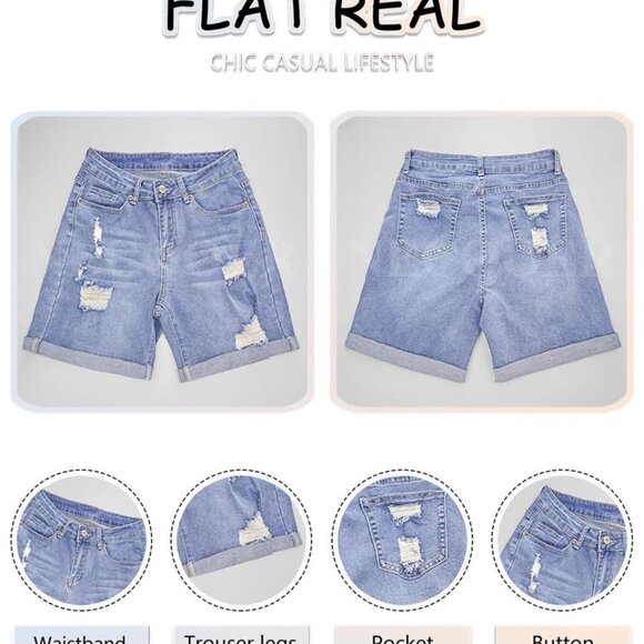 Necooer Womens High Waist Denim Shorts - Picture 5 of 6